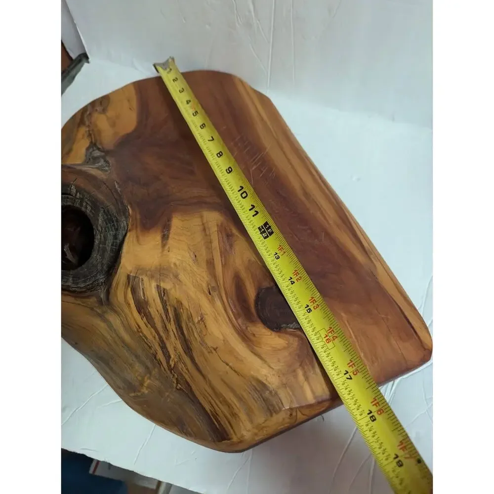 Handmade two tone wood Charcuterie Cheese Serving Board Vase Candle Hold 17